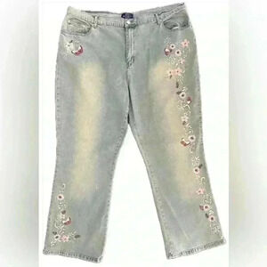 Baccini Embroidered Floral Butterfly Womens Jean Pants (15)